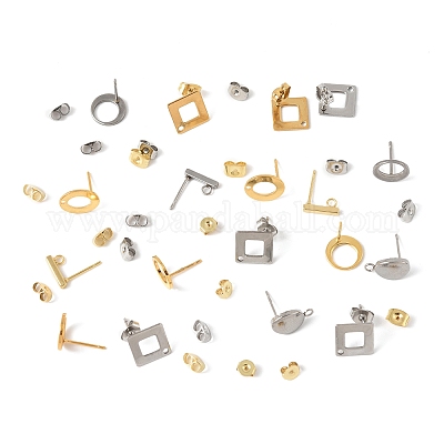 16 шт. 8 стиля фурнитуры для сережек-гвоздиков из нержавеющей стали 304 STAS-FS0001-84-1