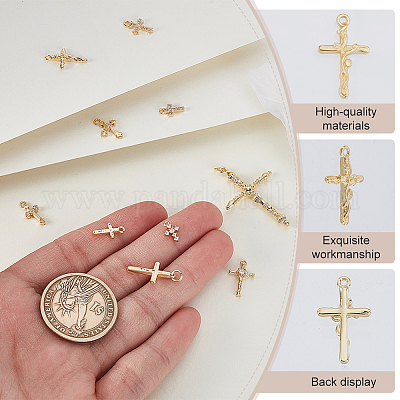 10 шт. 10 стиля латунных подвесок с микропаве из кубического циркония KK-GA0002-21G-1