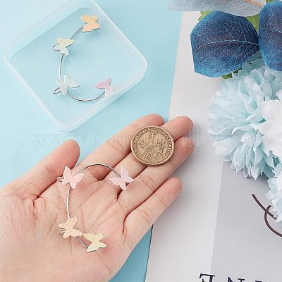 2 шт. 2 стильных блестящих серег-каффов в форме бабочек EJEW-SC0001-26A-1