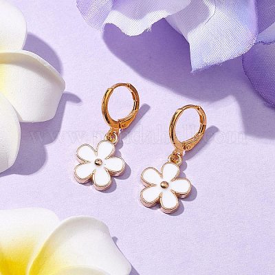 Комплекты серег и ожерелья с подвесками из цветочного сплава с эмалью SJEW-JS01298-1