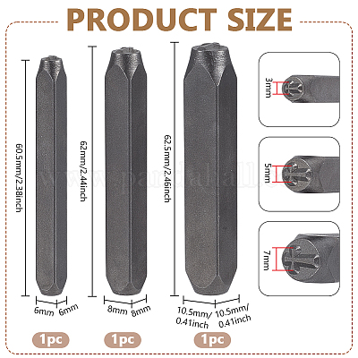3 шт. 3 стиля штампов из стали и кожи AJEW-BC0008-98B-1