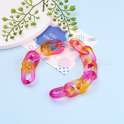 Двухцветные прозрачные акриловые кабельные цепи ручной работы AJEW-JB00840-02-1