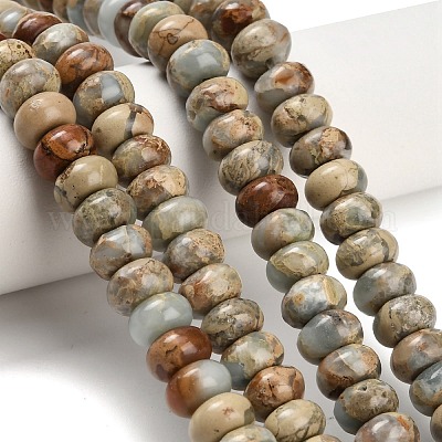 Натуральные бусины из аква терра яшмы G-Z110-D40-5x8mm-1