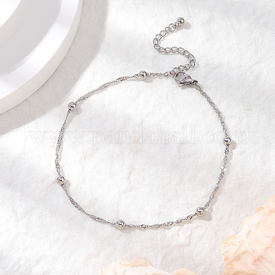 Браслеты на ногу из нержавеющей стали 304 сингапурская цепочка AJEW-AN00646-1