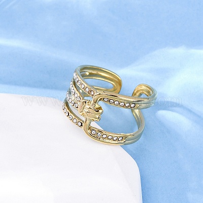 Нержавеющая сталь 304 с регулируемыми манжетами из стразов RJEW-Q020-09G-1