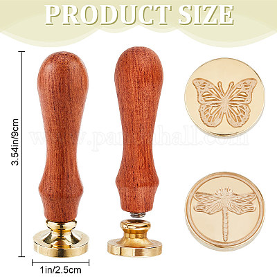 2 шт. 2 стиля золотистого тона латунная восковая печать головка штампа AJEW-CP0007-48A-01-1