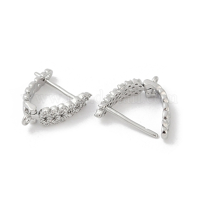 Фурнитура для серег из латуни с кубическим цирконием KK-Q051-02P-1