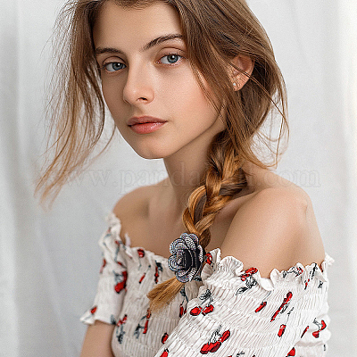 2 шт. броши из бархата и страз JEWB-FH00025-1