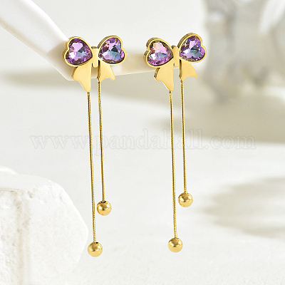 Модные серьги-гвоздики с кисточками и бантом из нержавеющей стали 201 AO5773-1-1