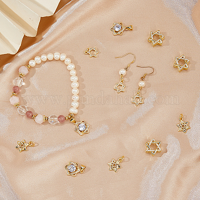 12 шт. 4 стиля звездочки латунные микро паве прозрачные кубические цирконии подвески KK-HS0015-03-1