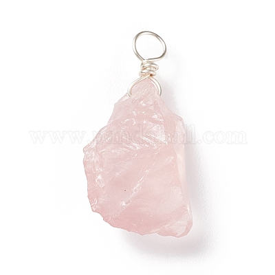 Кулоны из грубого сырого натурального розового кварца PALLOY-JF01785-01-1