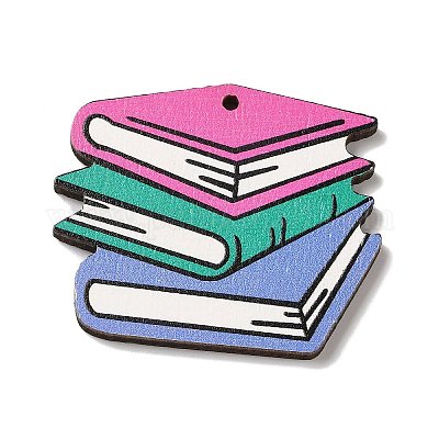 Подвески из дерева с цветной печатью WOOD-S062-02C-1