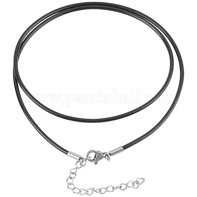 Изготовление 10 шт. круглых кожаных шнуров для ожерелий MAK-CL0001-01B-1