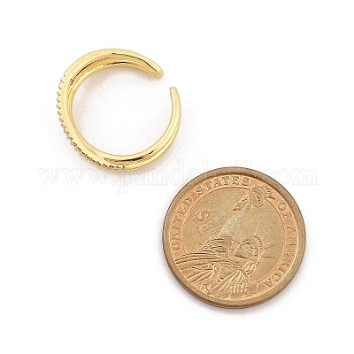 Кольца-манжеты для женщин с покрытием крест из латуни с микропаве из прозрачного кубического циркония RJEW-M028-123G-1