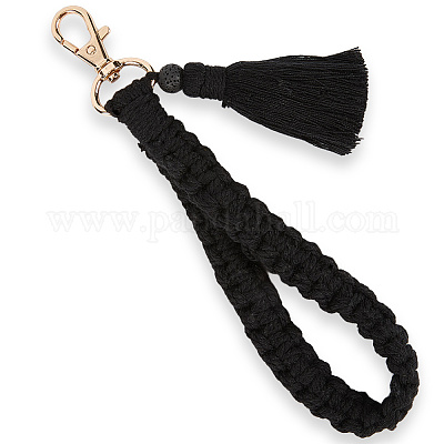 Брелок с кисточкой из сплава хлопка и полиэстера KEYC-WH20026-01C-1