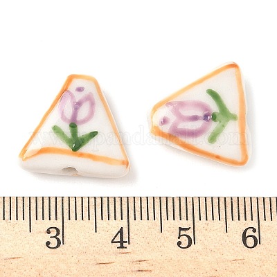 Цветочная тема фарфоровые бусины ручной работы LAMP-D303-06B-03-1