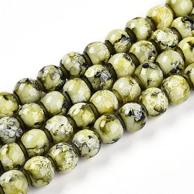 Выпечка окрашенные стеклянные бусины пряди DGLA-N003-10mm-A04-1