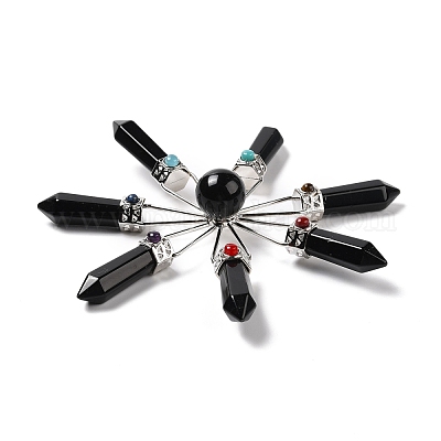 Натуральный обсидиан 7 чакра очки генератор энергии DJEW-I016-01P-02-1