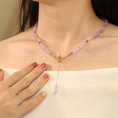 Зрелый аметист кубоид лариат и Y ожерелья для женщин FS-WGAADEC-01-1
