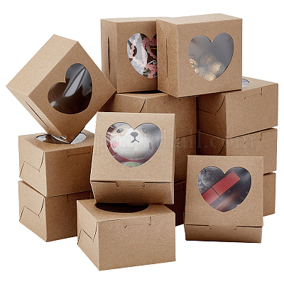 Квадратные подарочные коробки для хранения кексов из крафт-бумаги CON-WH0095-95B-1