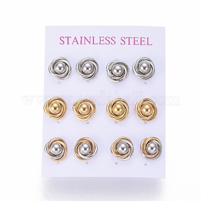 Серьги-гвоздики из нержавеющей стали 304 EJEW-L241-01B-1