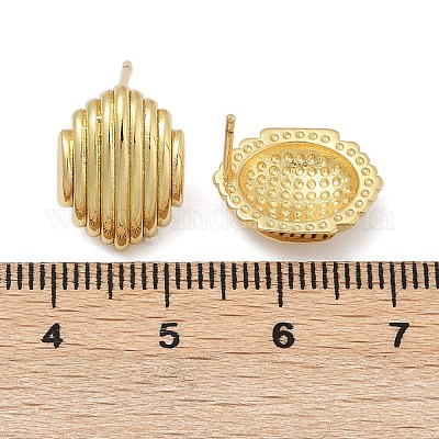 Овальные серьги-гвоздики из латуни EJEW-H154-09A-G-1