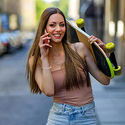 2шт. 2 браслета с подвесками в виде креста и флери BJEW-FI0001-80-1