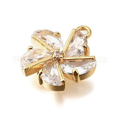 Латунные микропаве прозрачные подвески с фианитом KK-U065-01A-G-1