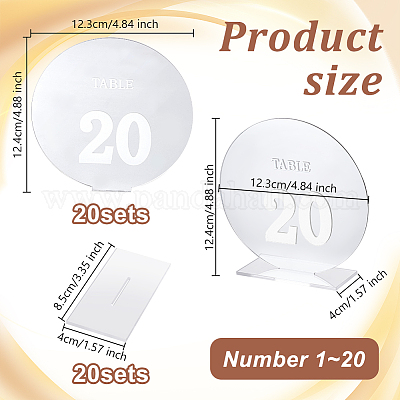 Табличка с номером стола из акрилового зеркала AJEW-WH0258-861A-1