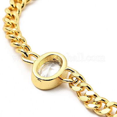 Браслет с кубическим цирконием и овальными звеньями с цепочками BJEW-A127-05G-1