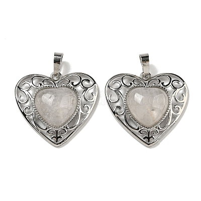 Подвески из натурального кварца с горным хрусталем и персиком в виде сердца любви G-G158-01K-1