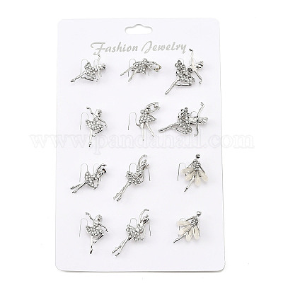 12 шт. 12 стиля броши из сплава со стразами в виде балерины для рюкзака и одежды JEWB-A033-05P-1