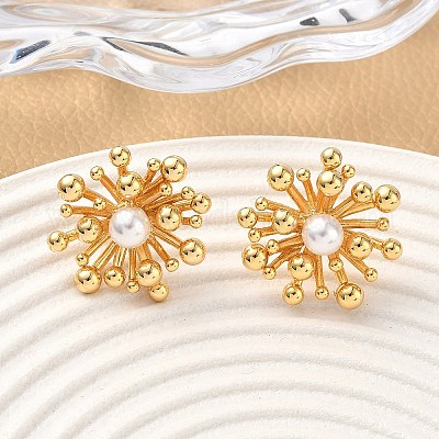 Серьги-гвоздики в виде цветка из латуни EJEW-D337-06G-1