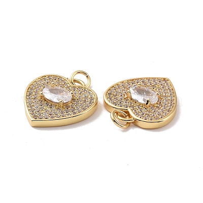 Сердце латунные микро проложить кубического циркония подвески KK-G435-01G-04-1