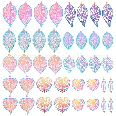 40 шт. 10 стиля ионного покрытия (IP) 201 нержавеющая сталь филигранные большие подвески STAS-PH0005-51-1