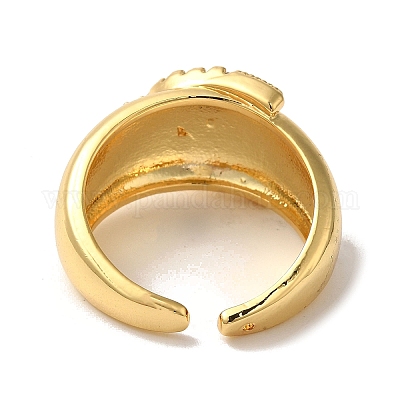 Открытые манжеты из латуни с микропаве и цирконием для женщин RJEW-G325-01A-G-1