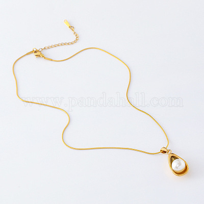 3 шт. французские ожерелья из нержавеющей стали с имитацией жемчуга в виде авокадо для женщин MX4396-1