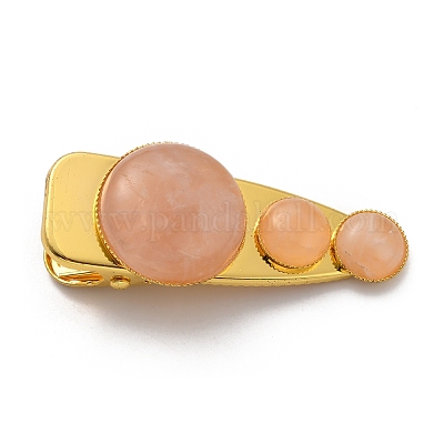 Заколки крокодил из натурального розового кварца G-B042-03G-10-1