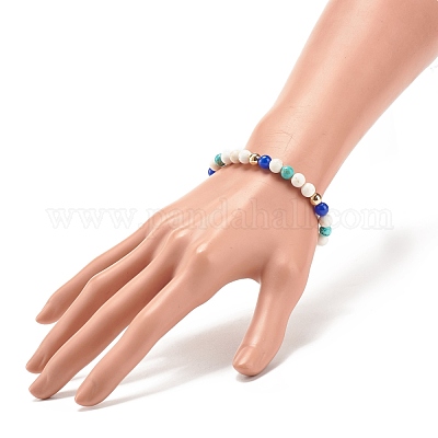 Круглый эластичный браслет из бисера из натуральных и синтетических камней из смешанных драгоценных камней для женщин BJEW-JB08284-1