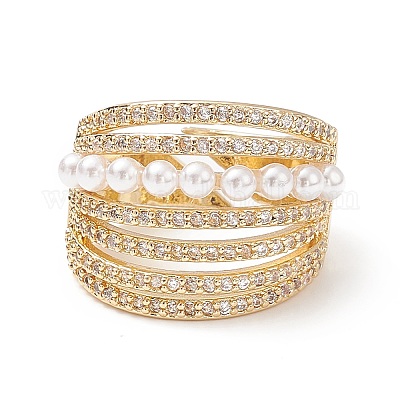 Регулируемые латунные кольца микро манжеты из прозрачного циркония RJEW-L098-001G-1