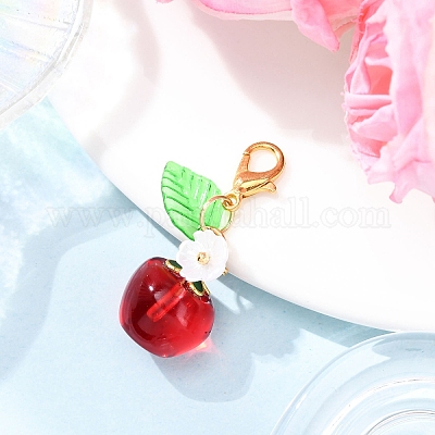 Подвесные украшения в виде прозрачных стеклянных яблок HJEW-JM04216-01-1