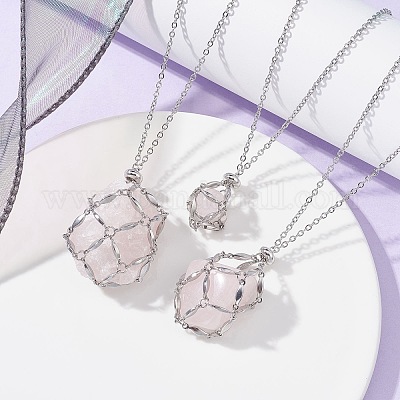 3 шт. 3 стиля 304 нержавеющая сталь и латунь макраме мешочек пустой держатель камней для изготовления подвесок ожерелий NJEW-JN04442-1