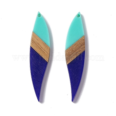 Большие подвески из непрозрачной смолы и орехового дерева RESI-M027-08H-1