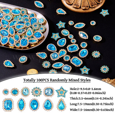 100 шт. пришивные стразы в форме капли/сердца/звезды GACR-TA0001-07F-1