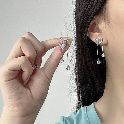 Серьги-гвоздики в форме сердца с плоскими круглыми кристаллами из сплава и стразами FS-WG4183D-01-1