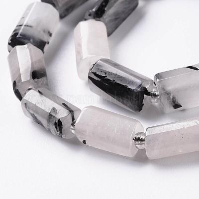 Нити бусин из натурального черного рутилированного кварца X-G-S345-8x11-010-1