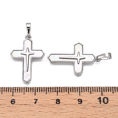 Подвески из латуни и ракушек KK-N254-209P-1