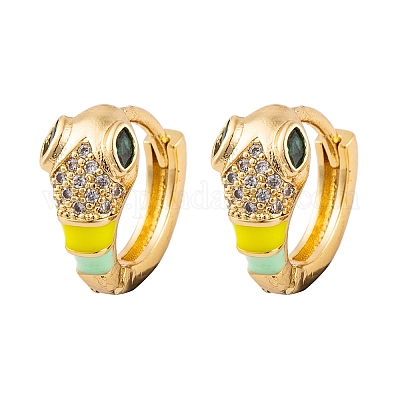 Серьги из латуни с микропаве и кубическим цирконием EJEW-E309-07G-1