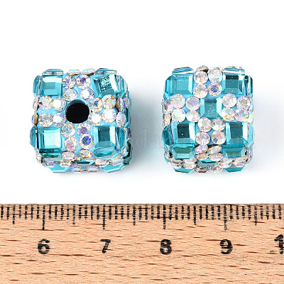 Бусины из полимерной глины со стразами и квадратным акрилом CLAY-T022-03G-1