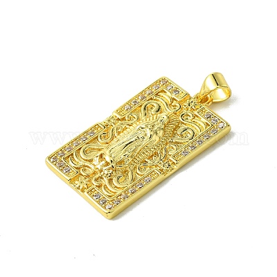 Настоящие позолоченные кулоны из латуни с микропаве KK-H472-36D-G-1